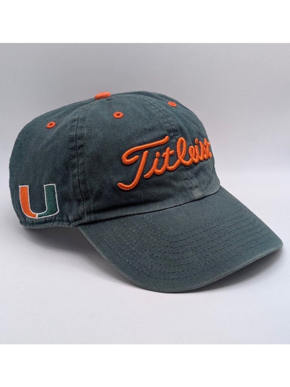 Titleist University of Miami Hurricanes Golf Hat Green Orange Strap Back Twins